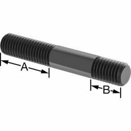 BSC PREFERRED Black-Oxide ST Threaded on Both Ends Stud 5/8-11 Thread Size 4 Long 1-3/4 and 7/8 Long Threads 91025A810